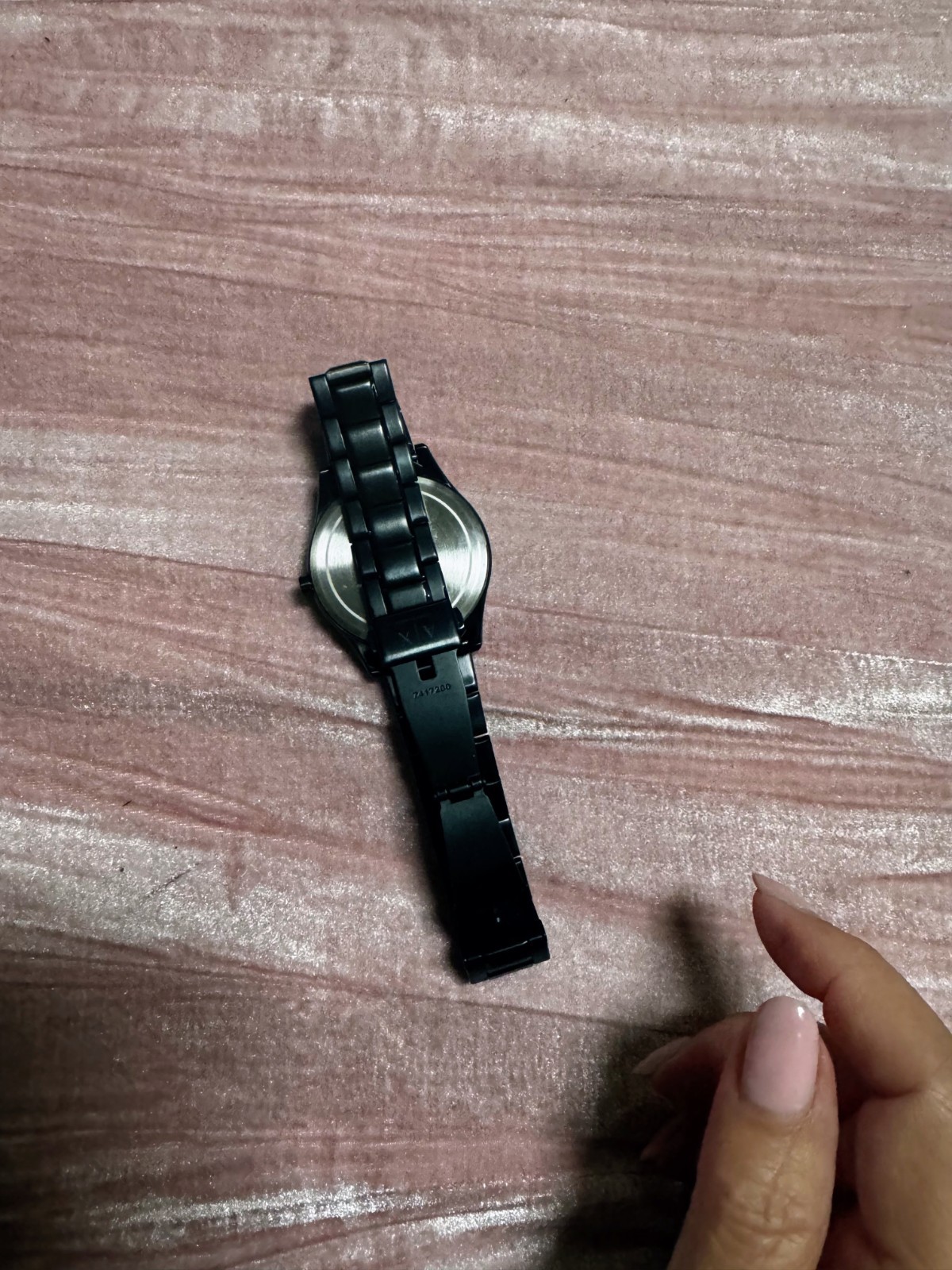 Armani Exchange blue and rose gold metal watch for men