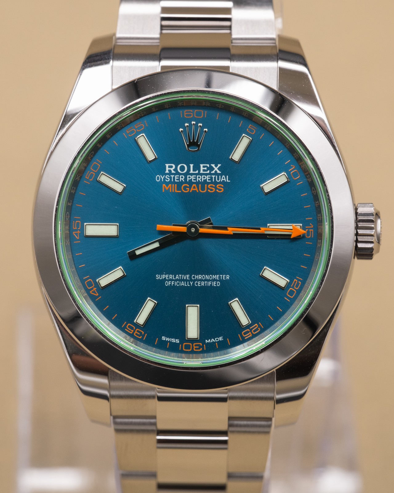 Rolex Milgauss 116400GV Blue Dial 40mm Steel Oyster Box & Card