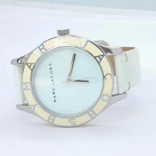 Women Marc By Marc Jacobs Watch MBM1099 Silver Steel Case White Leather Band