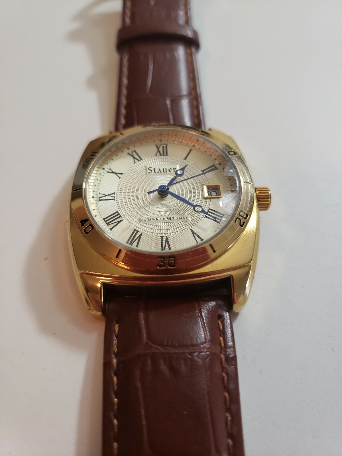 Stauer Men’s Gold Plated Stainless Silver Water Resistant JPN Movement. 30021B