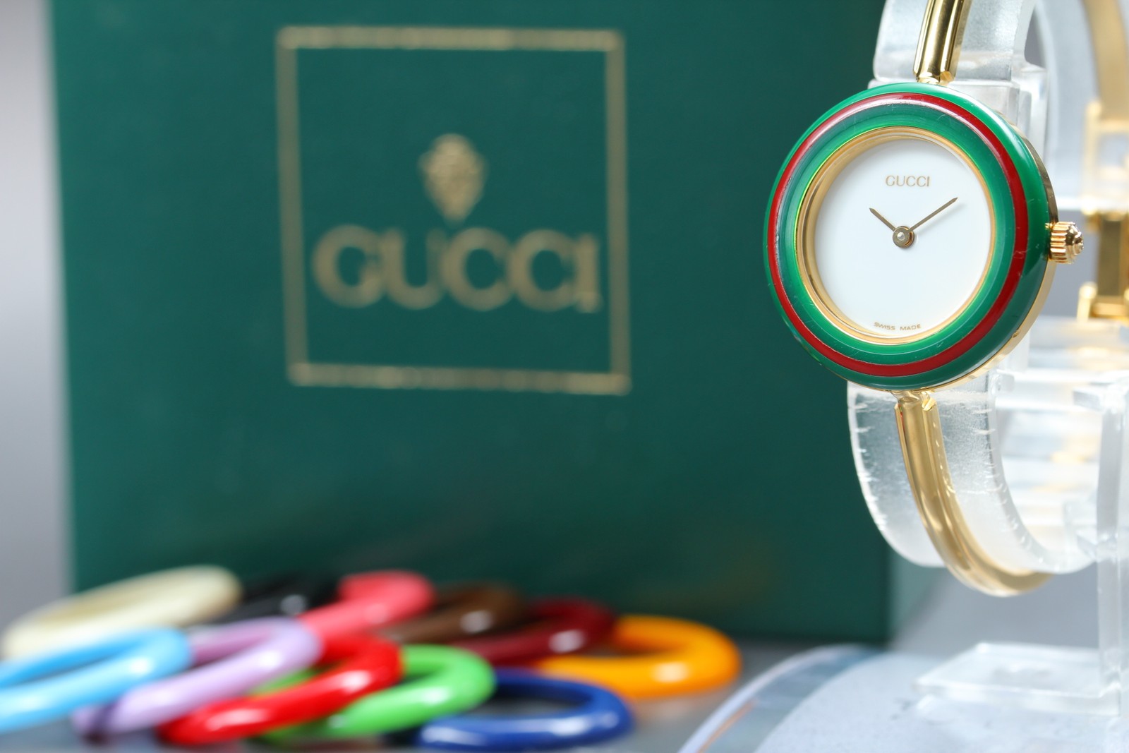 Serviced [N MINT w/Box] GUCCI 11/12.2 Change Bezel 12 Colors Ladies Quartz Watch