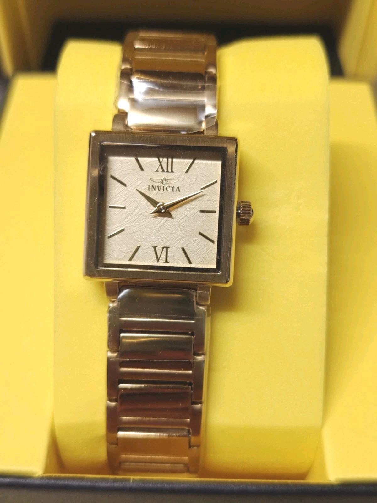 Invicta Women’s Watch Angel Quartz Square Gold Tone Dial Steel Bracelet 50164