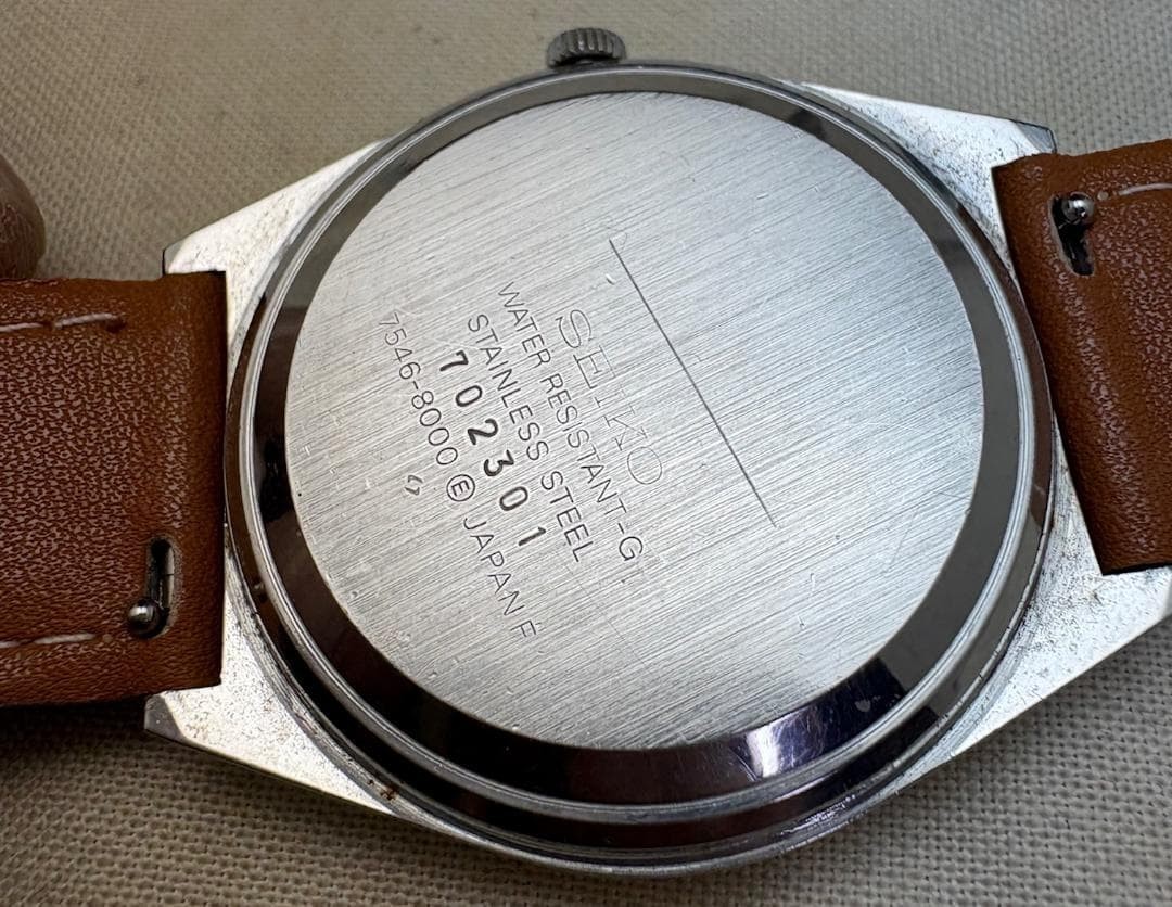Seiko TYPE II 7546 Quartz Men’s Watch White Dial Analog Date Display From Japan