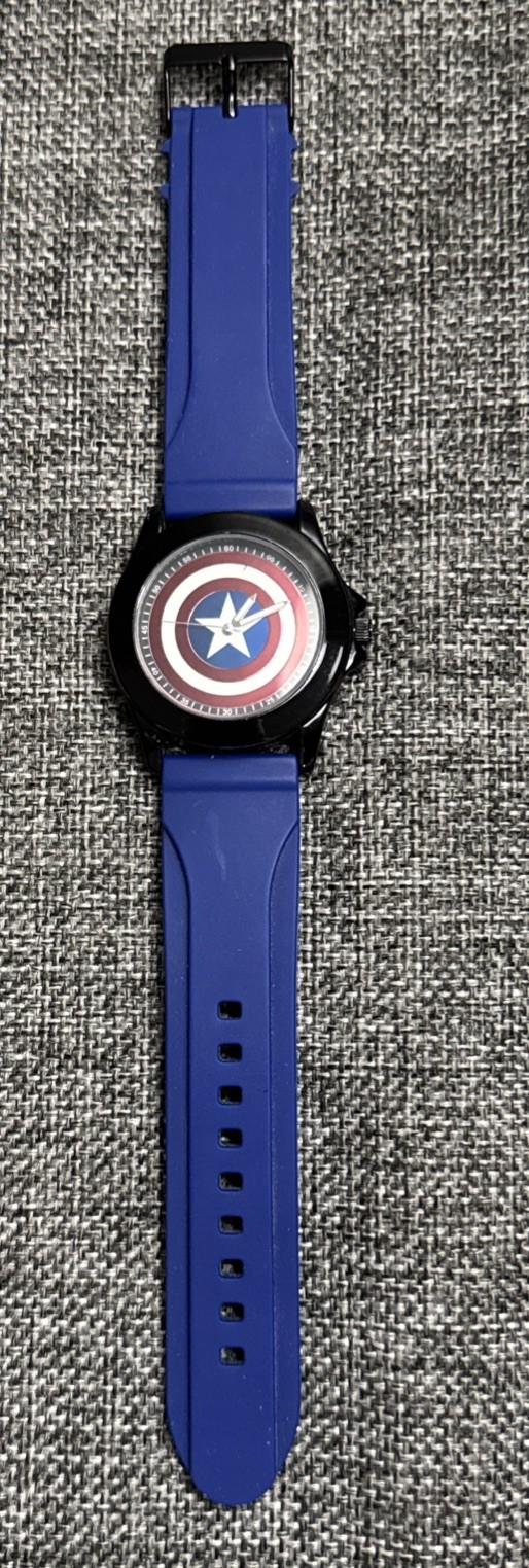 Marvel Captain America Shield Logo Wrist Watch + Rubber Strap New Battery VG+++