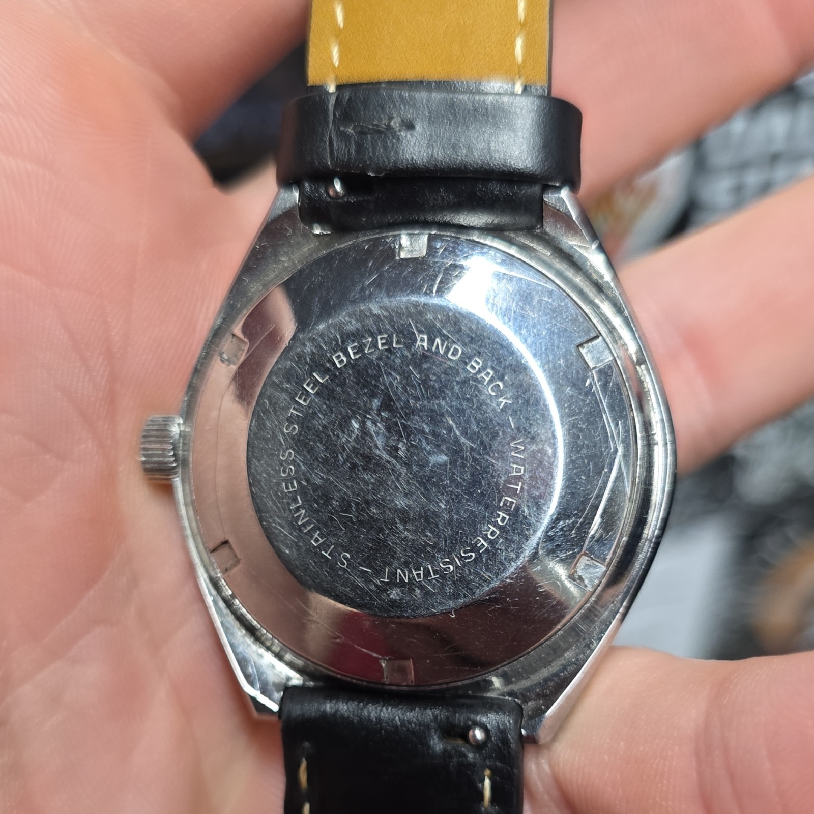 Benrus Classic Analog 17 Jewels Date Silver Dial Stainless Steel Black Leather