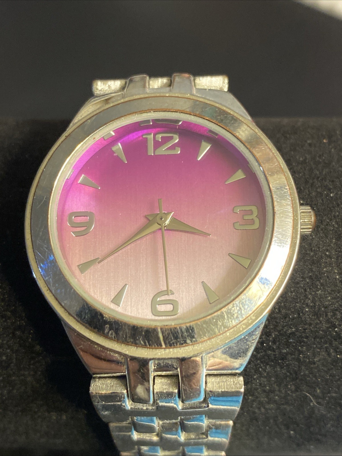 FMD Womens Watch 33mm Purple Dial Silver Tone Bracelet 7FMDWS123 – New Battery