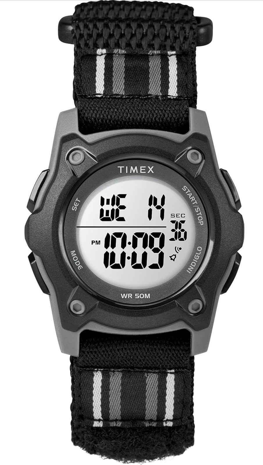 Timex TIME Machines Kids Digital Watch 29mm Black Elastic Strap INDIGLO Light Up