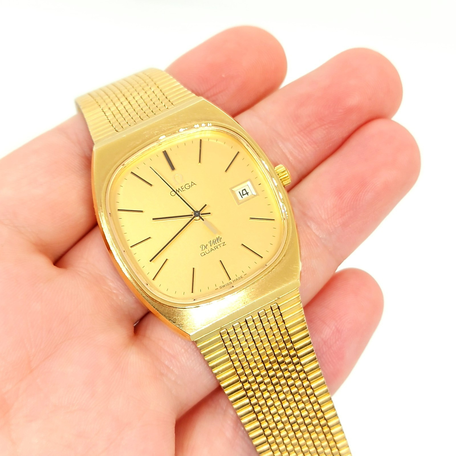 NOS OMEGA De Ville Quartz 1342 Ref.192.0035 Gold Capped Date Vintage Men’s Watch