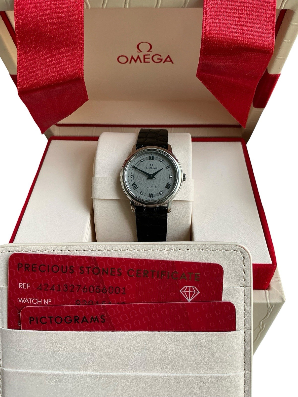 OMEGA De Ville Prestige 424.13.27.60.56.001 diamond Dial Ladies B&P