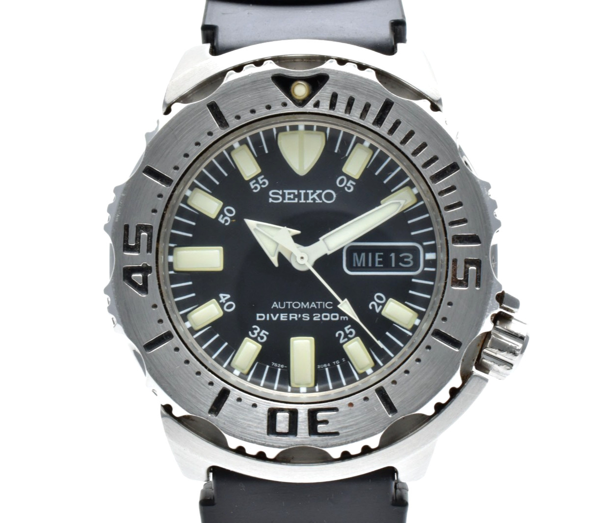 【NEAR MINT/BOX】SEIKO 7S26-0350 Black Monster Automatic Men’s Watch 42mm JAPAN