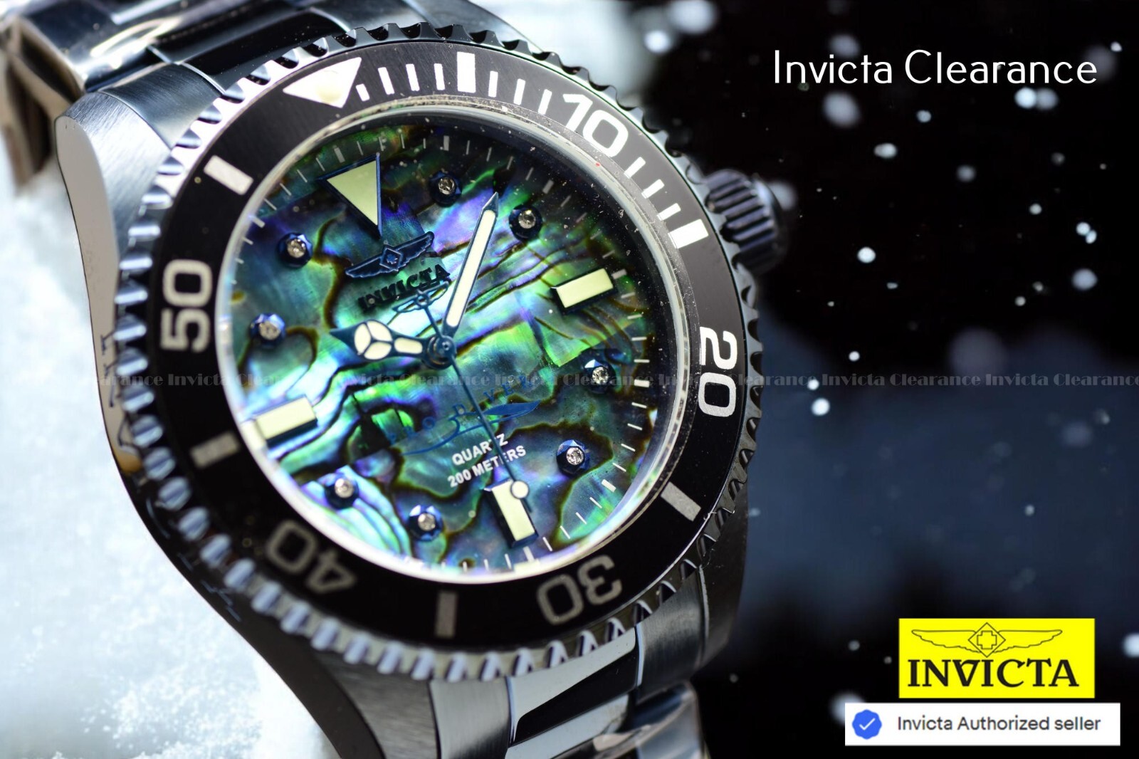 Invicta Pro Diver 0.03 Carat Diamond Ladies Watch w/ Abalone Dial Dark Blue 38mm