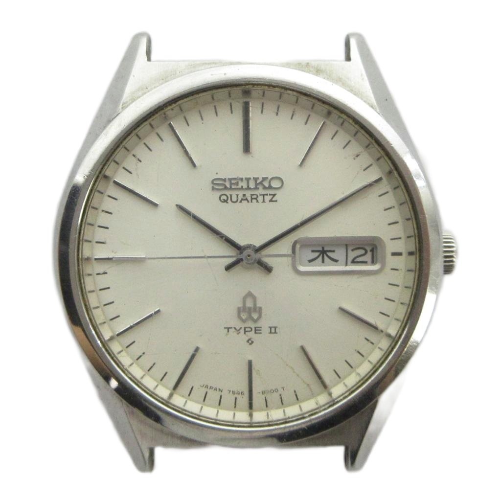 Seiko Type2 7546-8000 Quartz Men’s Watch 35mm Steel Silver B Grade