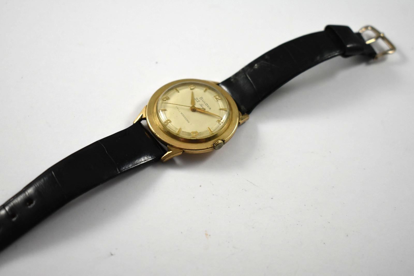 Vintage 1959 L9 Bulova Selfwinding 23J 10KRGP 34.25mm Case Watch Runs lot.eb