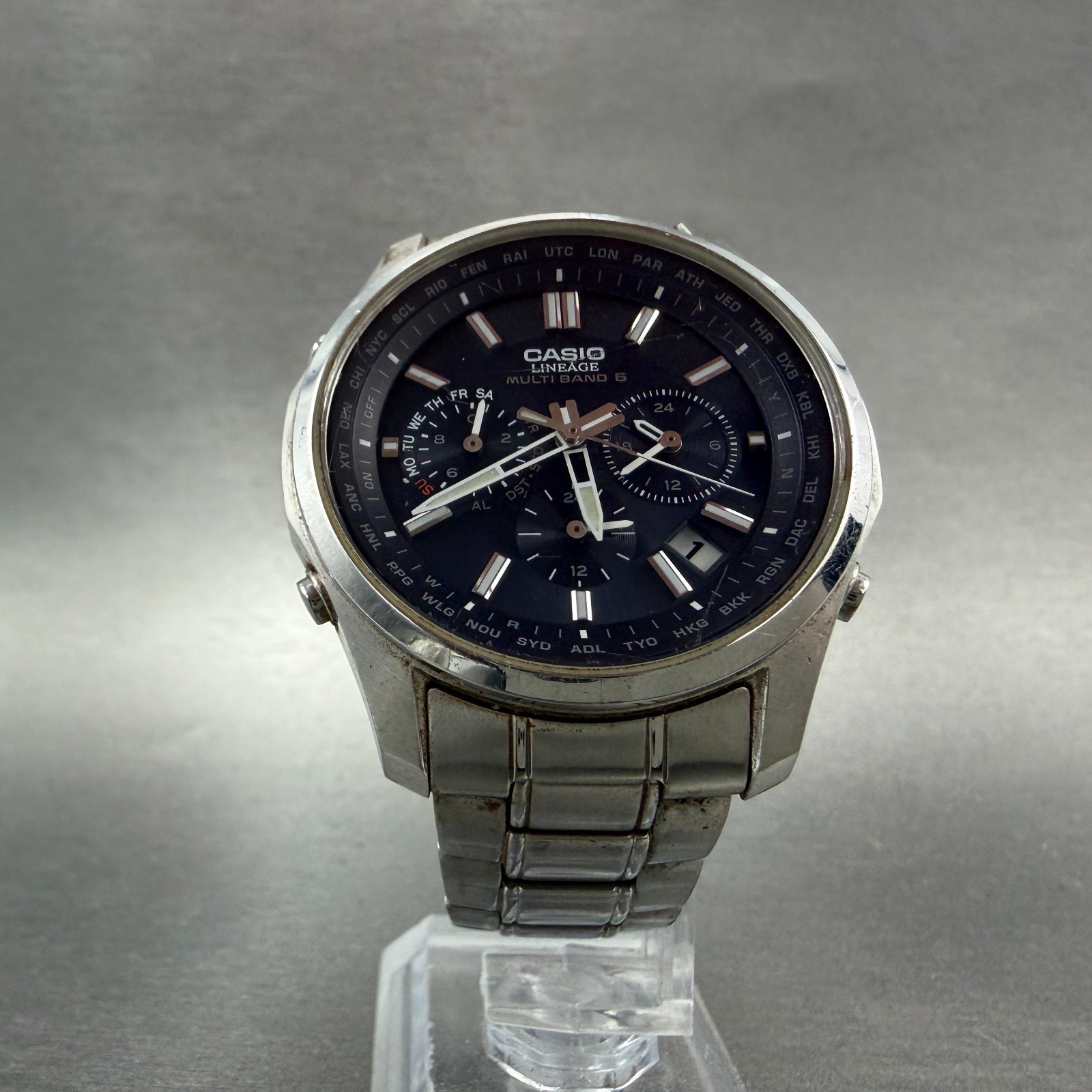Casio Lineage LIW-M610 Watch Men 41mm Blue Dial Steel Date Chrono Solar Runs