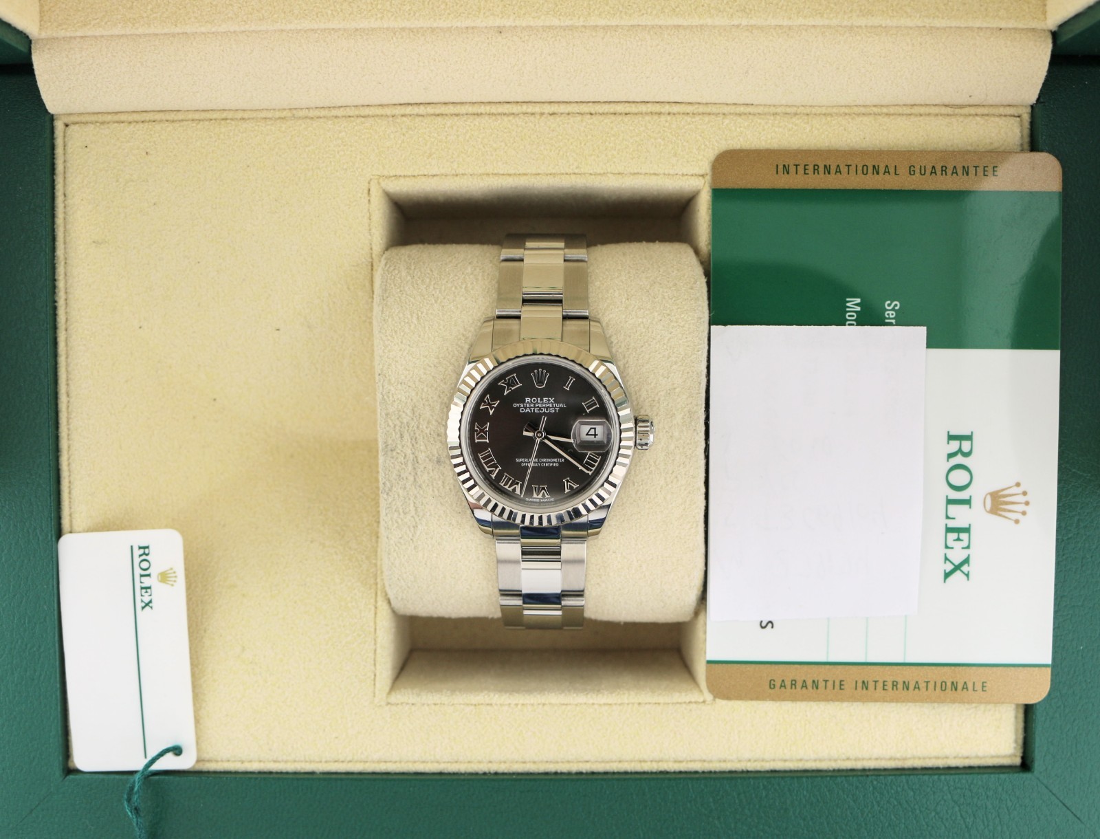 2018 Rolex Ladies Datejust 279174 Dark Grey Roman SS Oyster With Papers 28mm