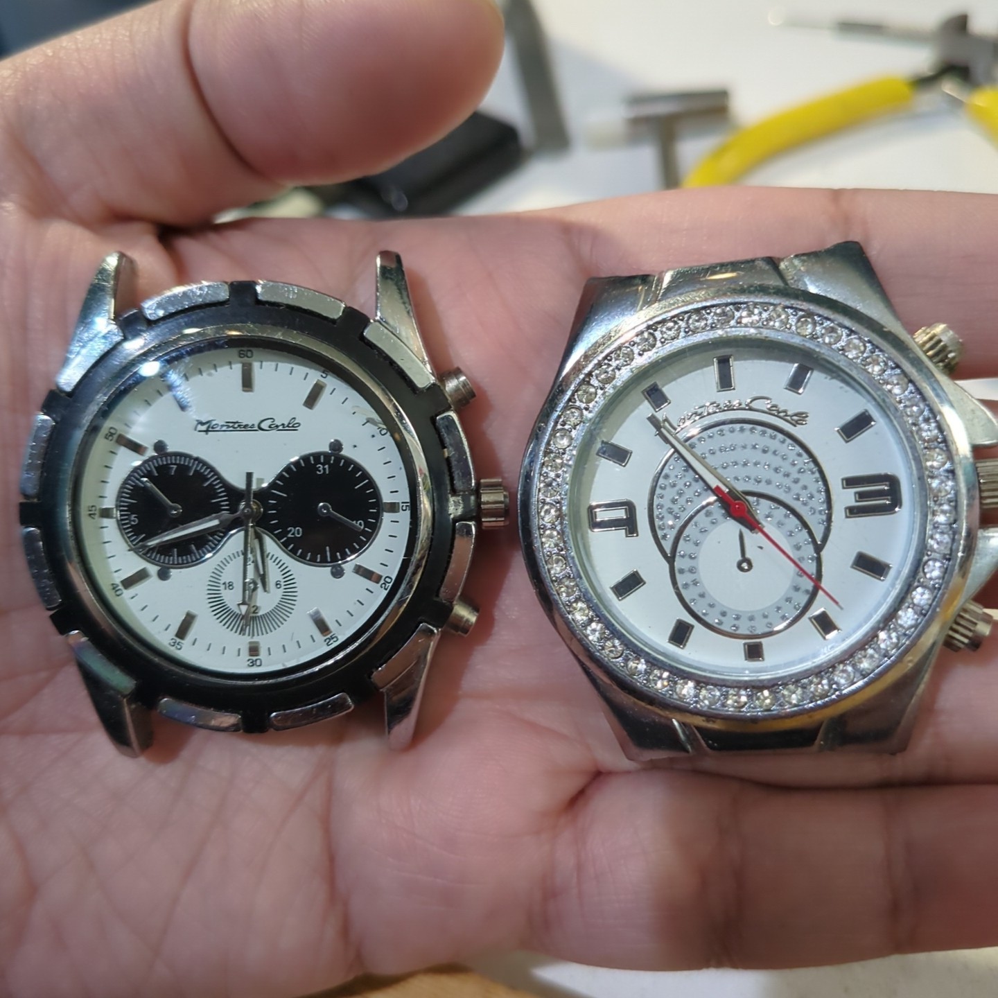 Working Lot Of 2 Montres Carlo Dial 43mm Men’s Fashion Watch New Batteries Runs