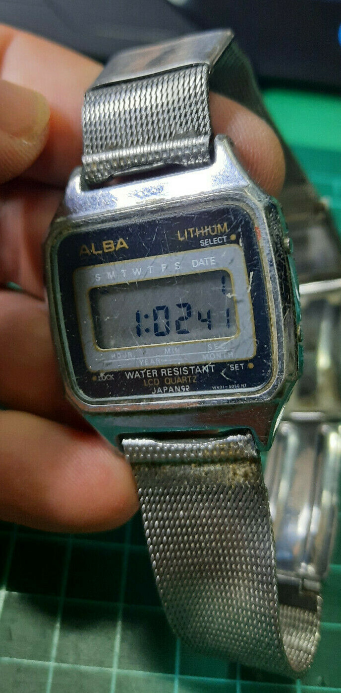 Rare Seiko Alba LCD Quartz W401-5050 Vintage Men’s November 1988 Spare Parts