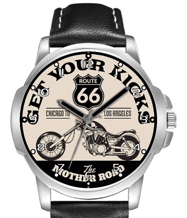 Biker Route 66 Art Chicago To Los Angelis Stylish Rare Quality Wrist Watch