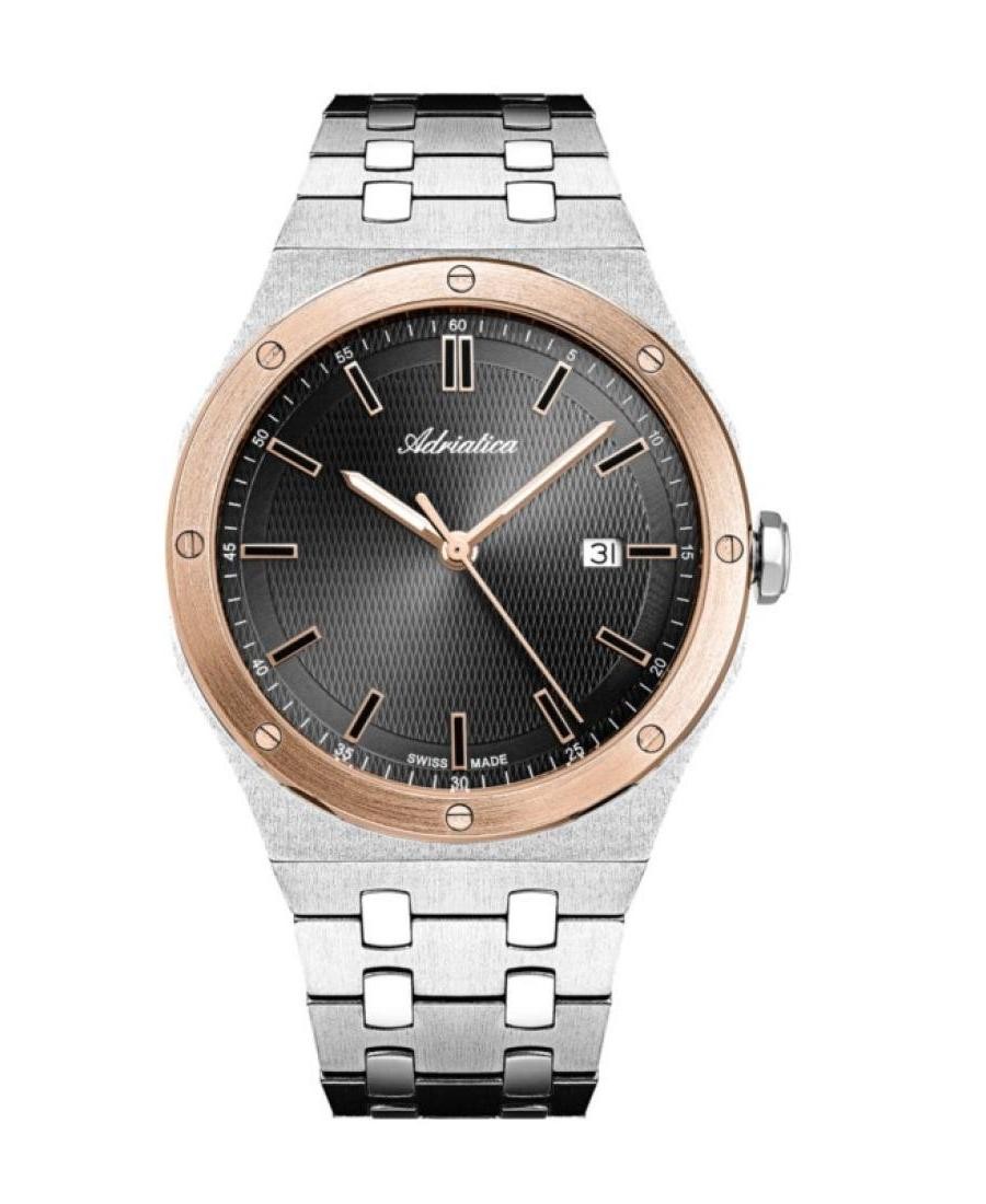 ADRIATICA Men Quartz Casual Watch Classic Dress Black Dial Waterproof Swiss