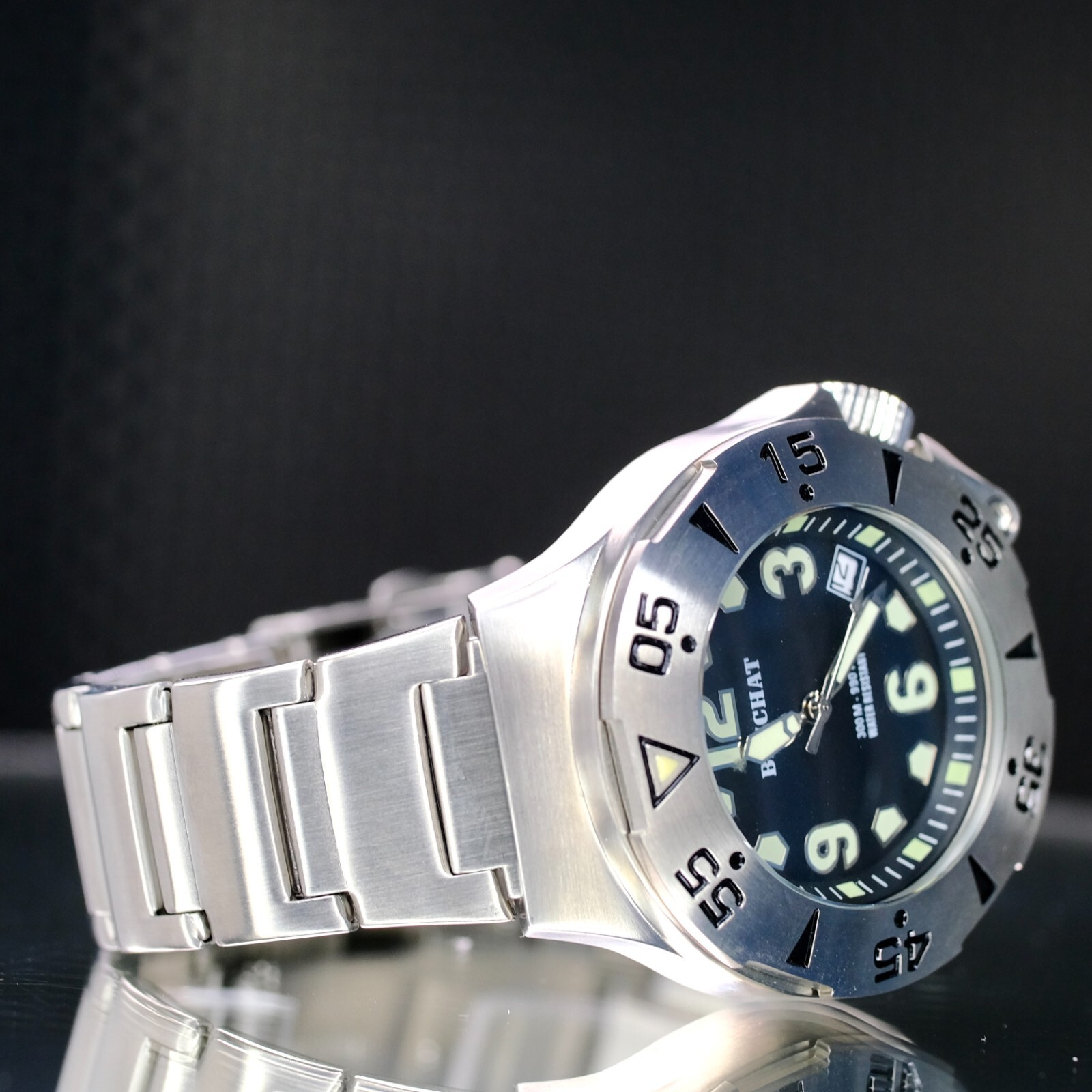 Beuchat X-Life 0505 Divers Black Luminous Dial Rotating Bezel 300M Mens Watch