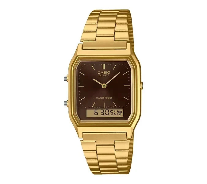 Casio AQ-230GA-5A Unisex Analog Digital Watch Brown Dial Gold Tone Vintage