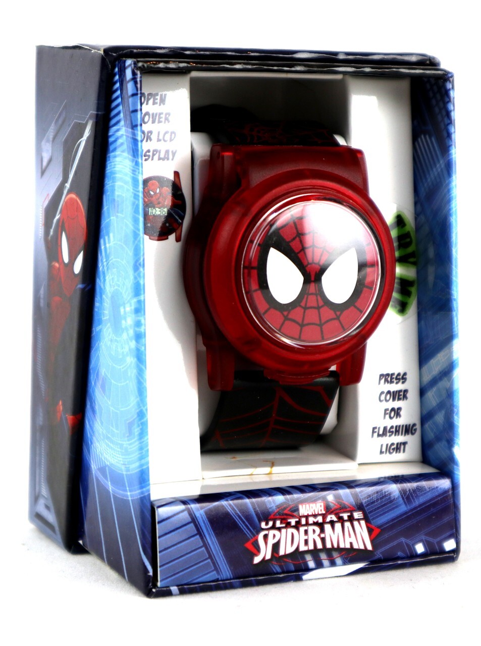 Ultimate Spider-Man Flash Face Digital Watch Red Marvel Comics Heroes New In Box