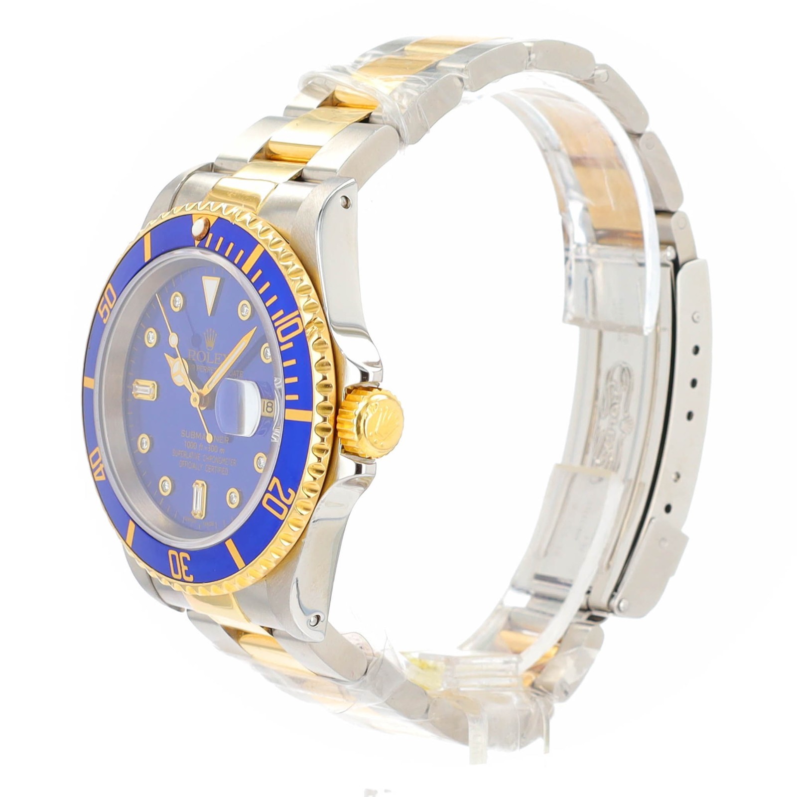Rolex Submariner Two-Tone 18KY Gold & SS Blue Diamond Dial & Insert Oyster Watch
