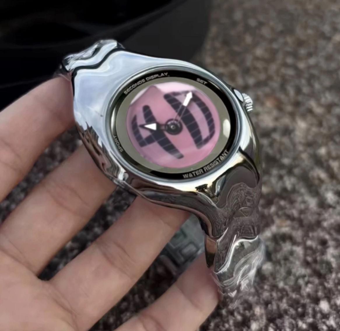 Metal Steel Watch Y2K Hype Silver Chrome Retro Triax Vintage Style