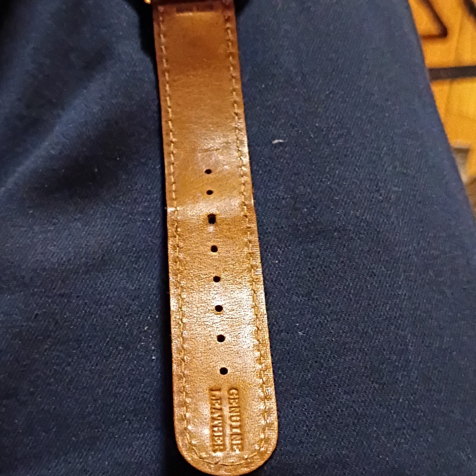 Fossil Colorado Map Dial Quartz Brown Leather Strap Gold Analog Wristwatch