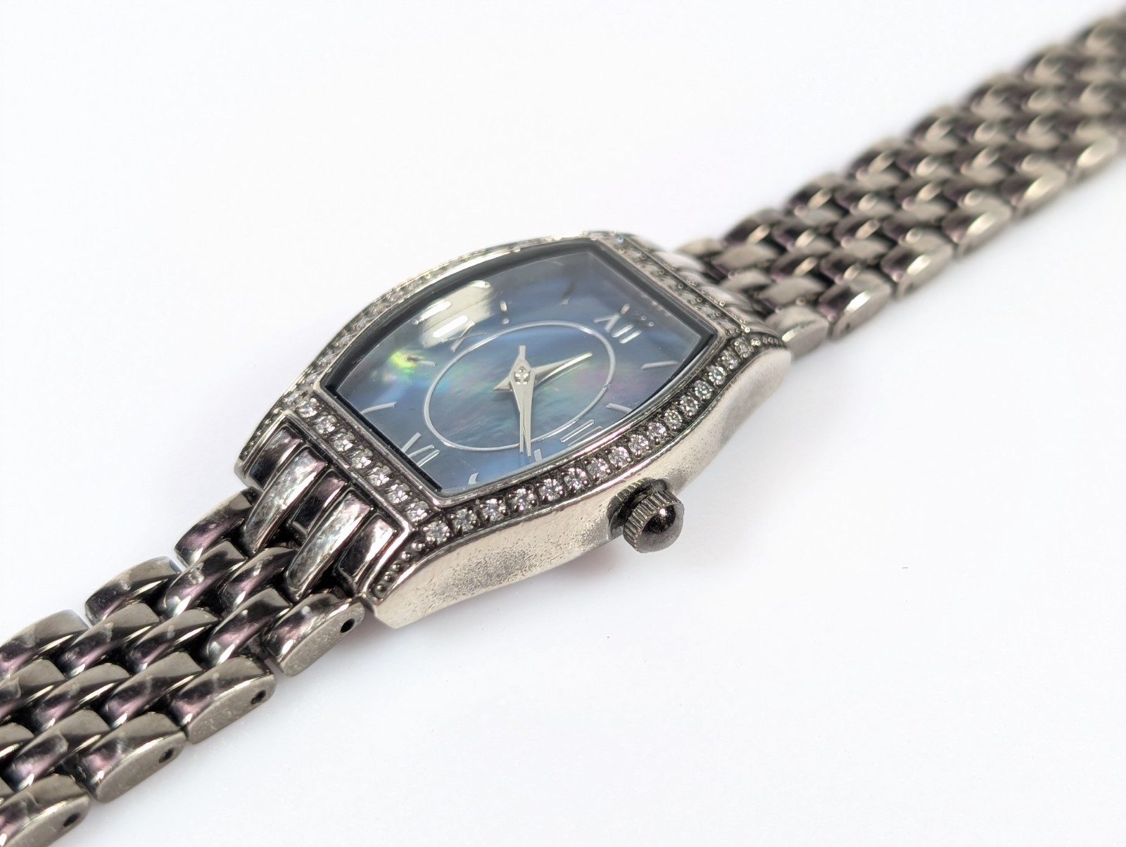 DMQ CZ Womens Watch Blue Mother Of Pearl Crystal Bezel Japan Quartz New Battery