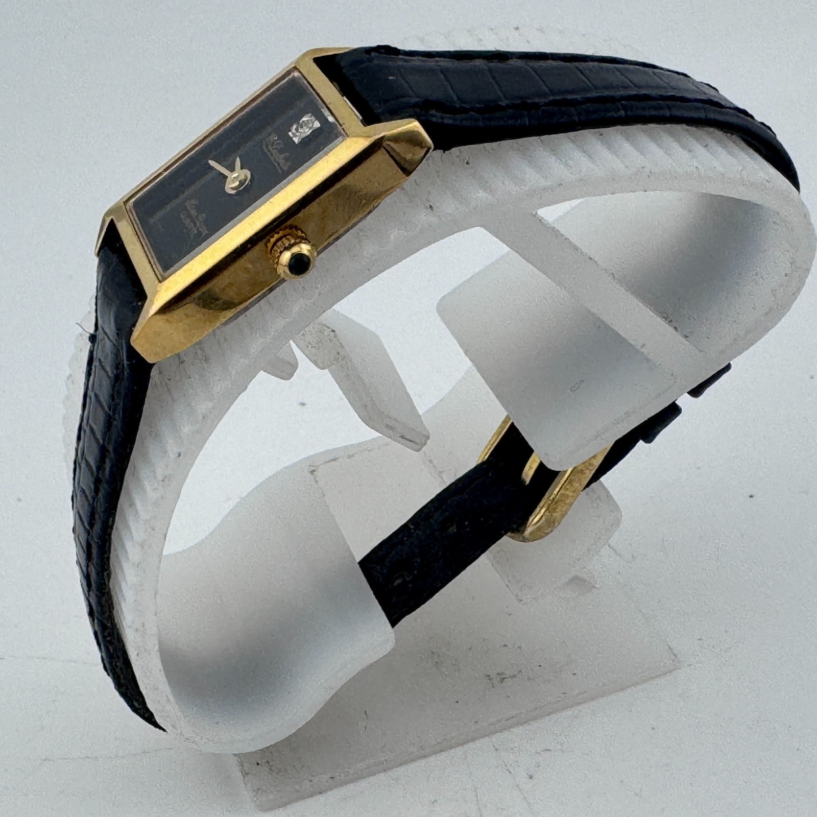VTG Dufonte Lucien Piccard Quartz Watch Women Gold Tone Rectangle New Batte 15mm