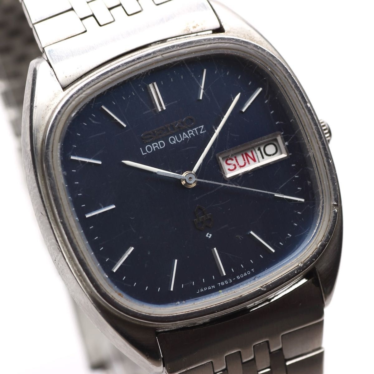 SEIKO Lord Quartz 7853-5030 Day Date Blue Dial Vintage Men’s Watch Japan