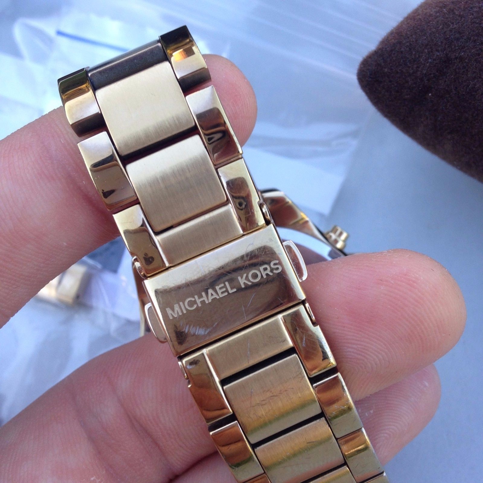 MICHAEL KORS MK5838 WREN CHRONO SILVER DIAL GOLD BAND WATCH