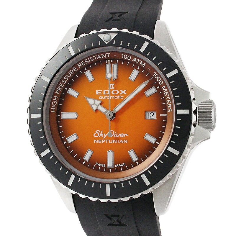 EDOX WATCH SKYDIVER NEPTUNIAN 80120-3NCA-ODN AUTOMATIC ORANGE DIAL MEN’S 44MM