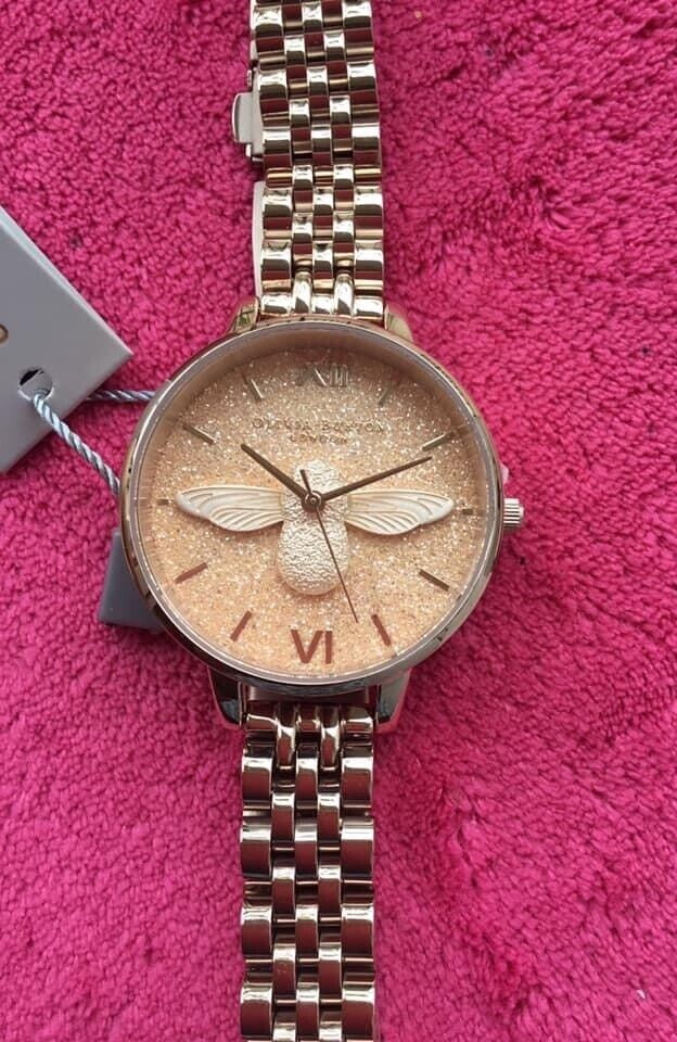 OLIVIA BURTON LONDON 3D BEE ROSE GOLD TONE WOMEN’S WATCH 34 MM