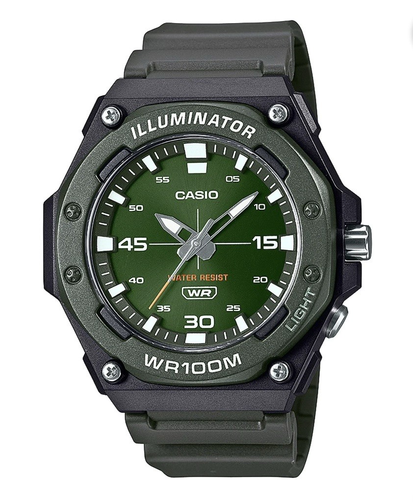 Casio MW620H-3AV Men’s Standard Heavy Duty Illuminator Analog Green Dial Watch
