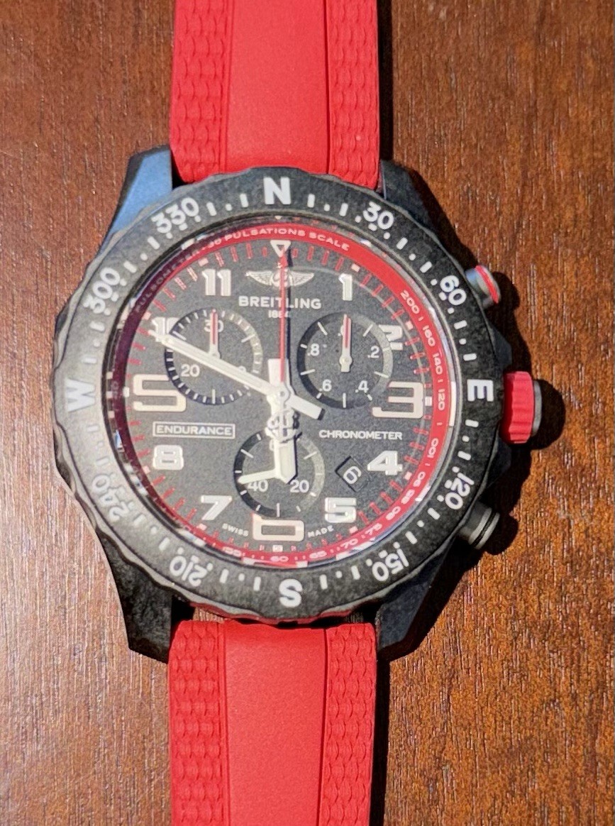 New Breitling Endurance Pro 38mm Red Rubber Unisex Watch X83310D91B2S1