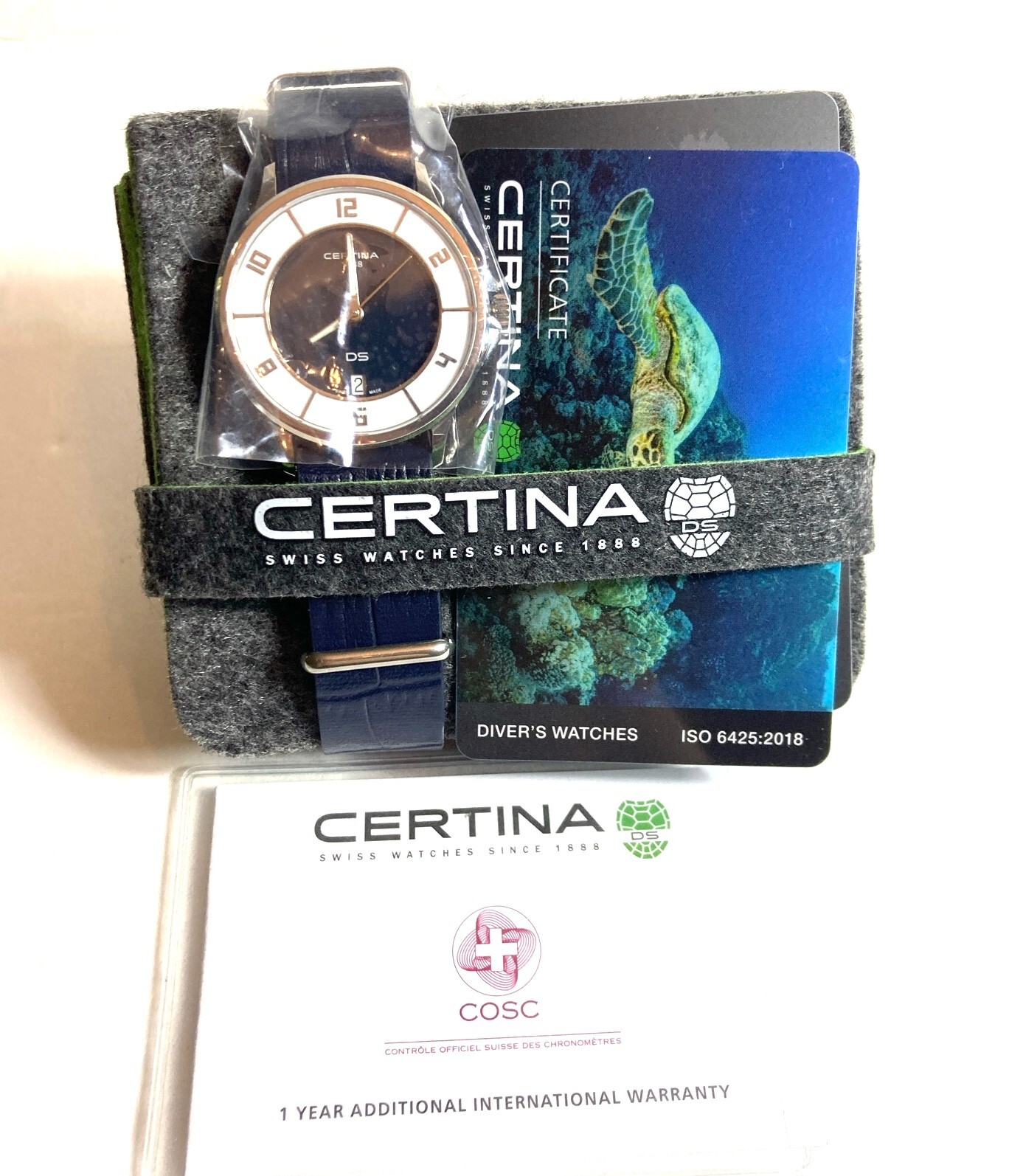 CERTINA DS-6 NAVY BLUE LEATHER STRAP SWISS LADIES WATCH C0392511704700 35MM NEW