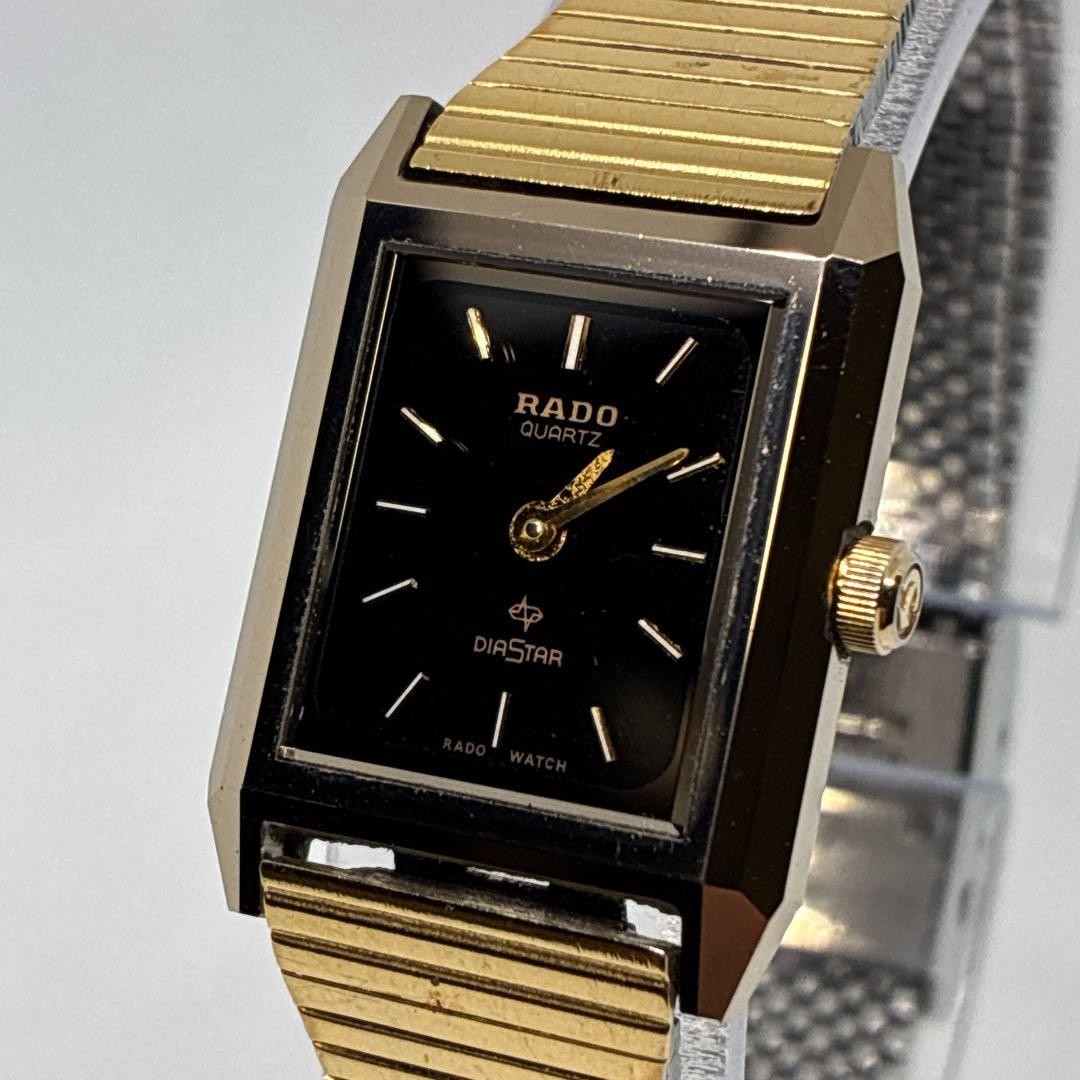 Rado DiaStar Ladies Square Black Quartz Wristwatch Japan Vintage 072023