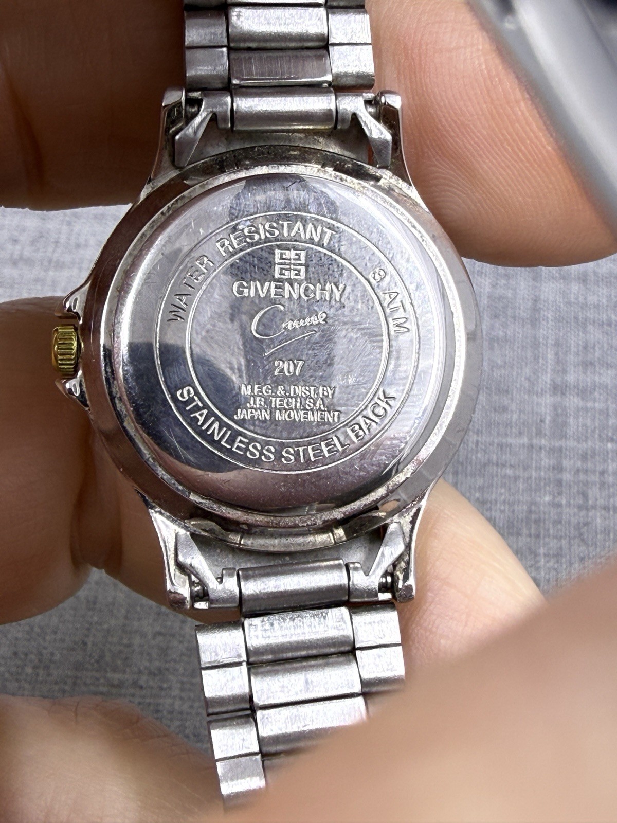 Vintage Givenchy Stainless Two Tone Dark Blue Dial Quartz 27mm Watch