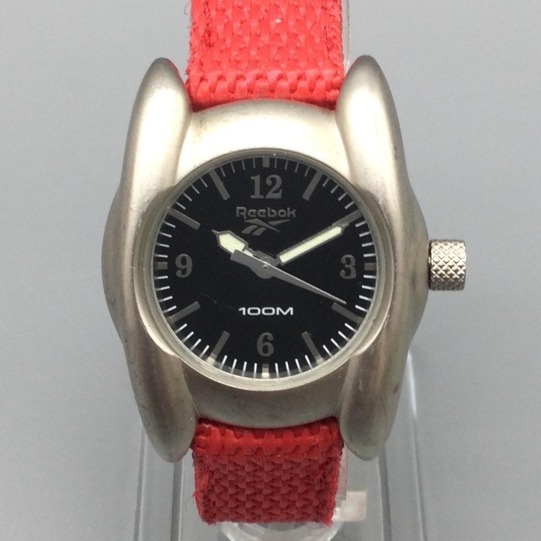 Reebok Womens Watch 31mm Black Dial Red Fabric Strap New Battery