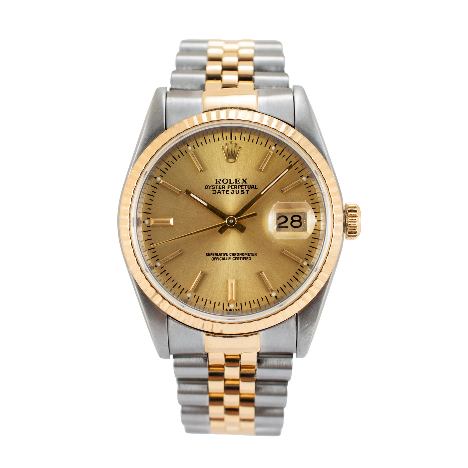 Rolex Datejust 36MM 16233 Champaign Dial Two Tone Gold Steel Automatic Watch