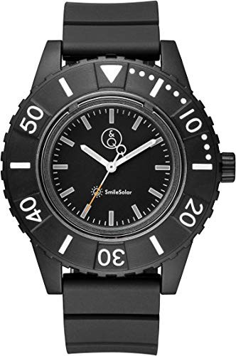 Q&Q SmileSolar RP30-002 Men’s Black Solar Watch 200M Rotating Bezel Japan New