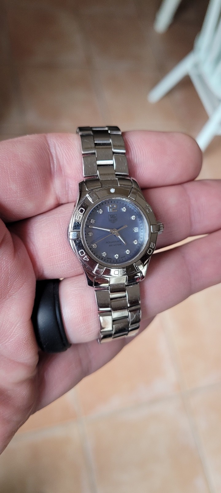 Tag Heuer WAF1419.BA0824 Womens Aquaracer Quartz Watch Diamonds Blue Purple 300M