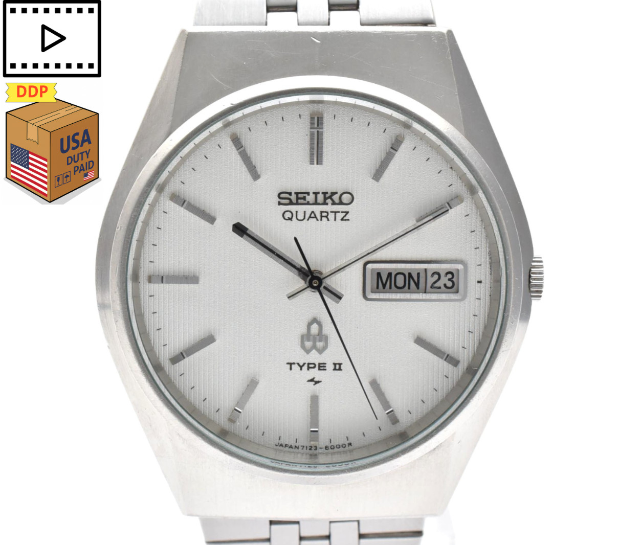 Vintage 1977 [NEAR MINT] SEIKO Type II 4336-8000 White Men’s Quartz Watch JAPAN