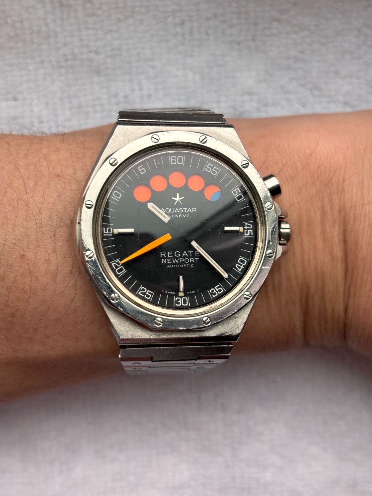 VINTAGE Aquastar Regate Newport yacht timer regatta watch, Lemania cal. 1345