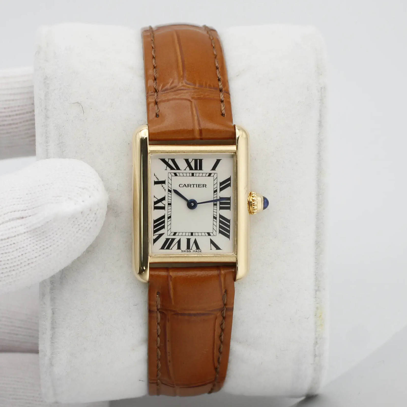 Cartier Tank 18K Yellow Gold Quartz Silver Dial Ladies Watch W1529856