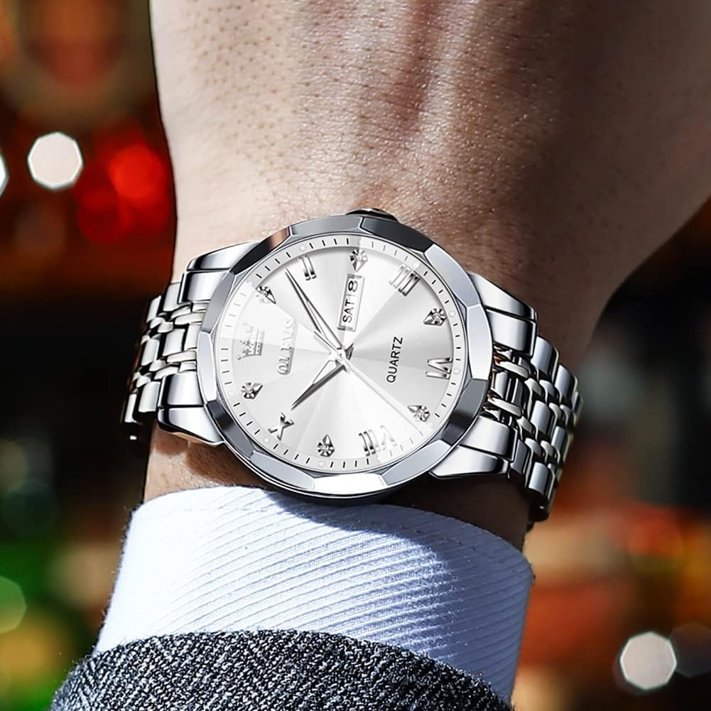 Elegant Men’s Business Watch with Diamond Indexes, Luminous Function, Waterproof