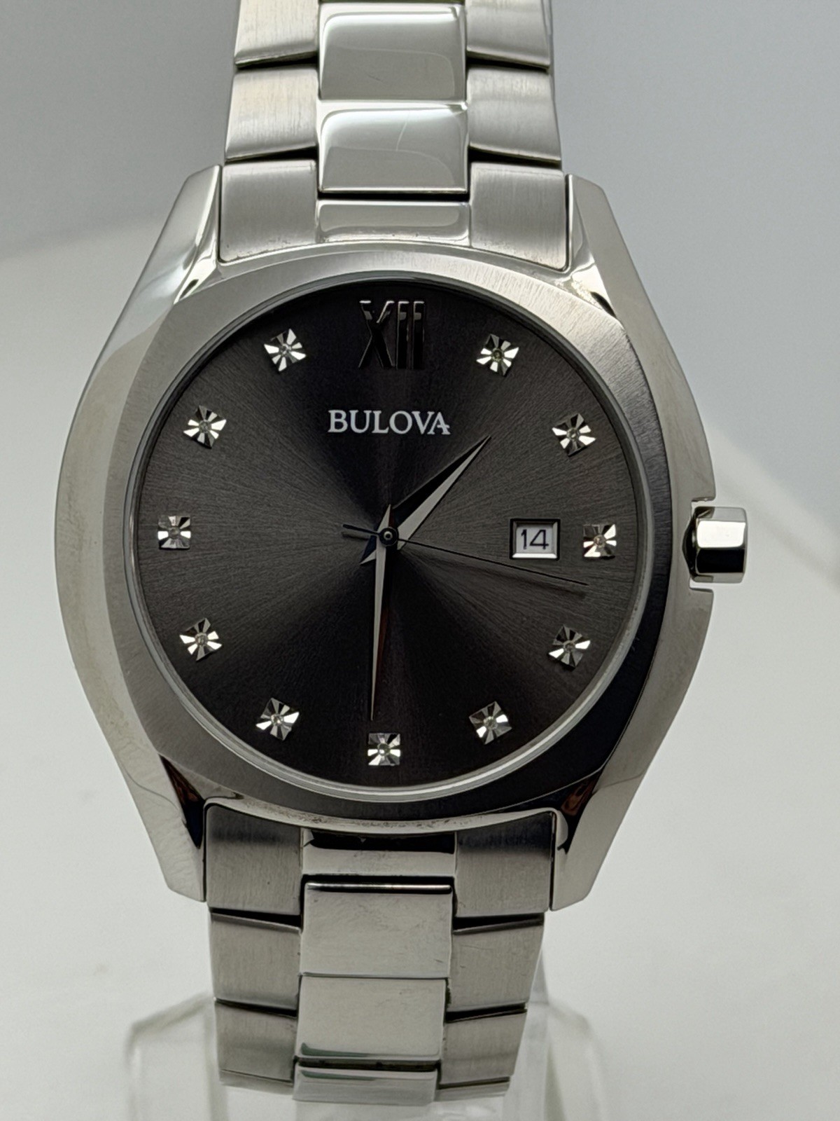 Bulova 96D122 Millennia Grey Dial Diamond Accent Date Indicator Men’s Watch 42mm