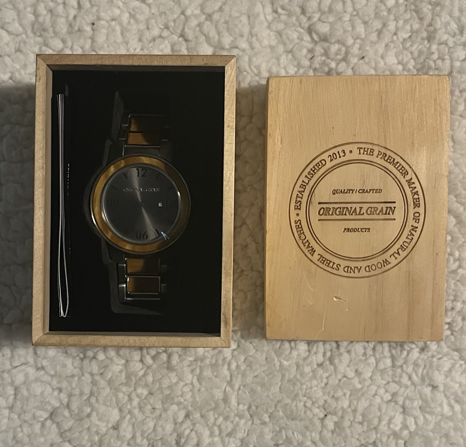 Original Grain The Barrel Watch 46mm Gray Dial New Protective Plastic Fresh